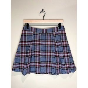 Copper Key Red, Gray Plaid Fold Skirt